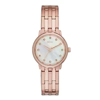 Relic® Perla Womens Crystal-Accent Rose-Tone Stainless Steel Bracelet Watch ZR34295