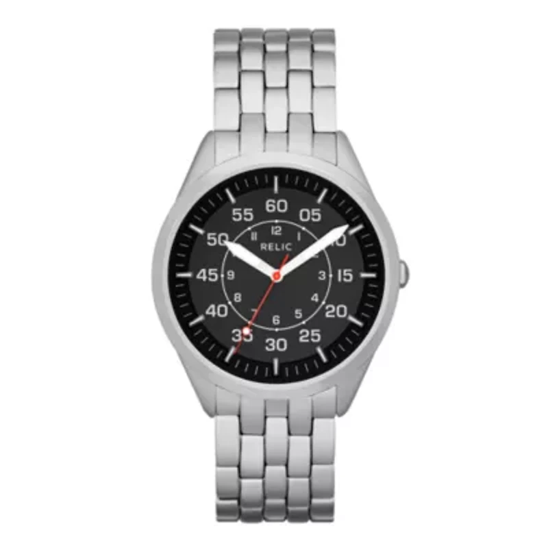 Relic® Clayton Mens Military Silver-Tone Watch ZR12132