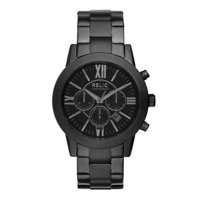 Relic® Payton Mens Black Stainless Steel Chronograph Watch ZR66082