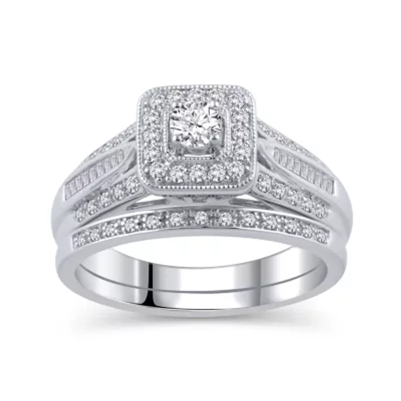 Womens 1/2 CT. T.W. Natural White Diamond 10K Gold Bridal Set