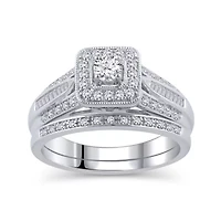 Womens 1/2 CT. T.W. Natural White Diamond 10K Gold Bridal Set