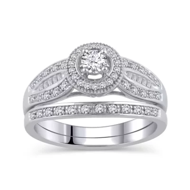 Womens 1/ CT. T.W. Natural White Diamond 10K Gold Bridal Set