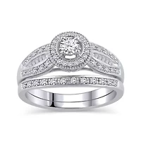 Womens 1/ CT. T.W. Natural White Diamond 10K Gold Bridal Set