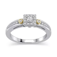 Womens 1/4 CT. T.W. Natural White Diamond 10K Gold Engagement Ring
