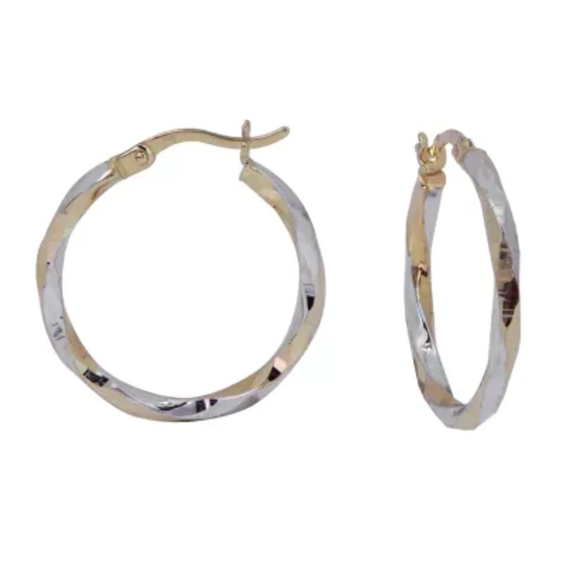 Womens 14K Two Tone Gold 21mm Hoop Earrings