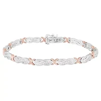 1/2 CT. T.W. Genuine White Diamond 14K Rose Gold Over Silver & Sterling Silver Tennis Bracelet