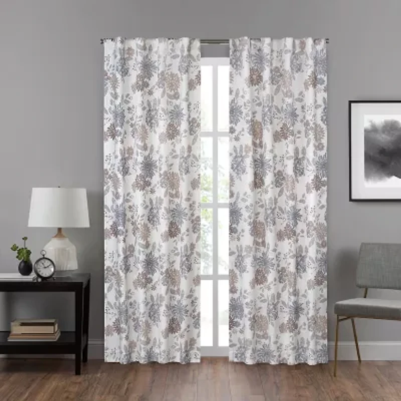 Eclipse Summit Botanical Rod Pocket Back Tab Energy Saving Blackout Single Curtain Panel
