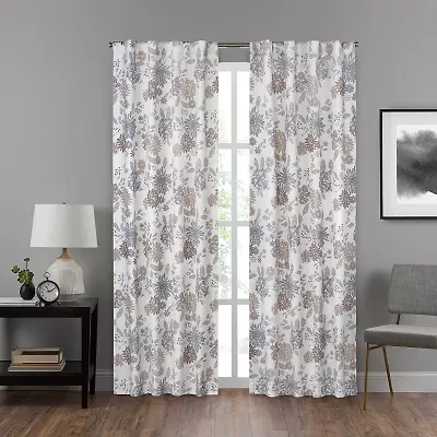 Eclipse Summit Botanical Rod Pocket Back Tab Energy Saving Blackout Single Curtain Panel
