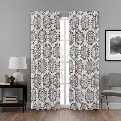 Eclipse Summit Medallion Rod Pocket Back Tab Energy Saving Blackout Single Curtain Panel