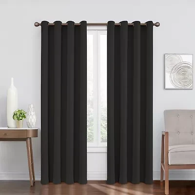 Eclipse Round And Pattern Grommet Top Blackout Single Curtain Panel