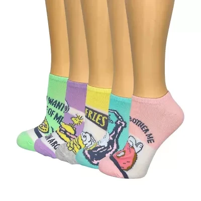 Womens Multi-Pack 5 Pair Peanuts Snoopy Low Cut Socks