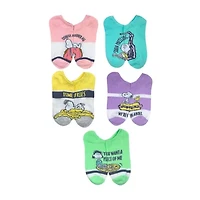 Womens Multi-Pack 5 Pair Peanuts Snoopy Low Cut Socks