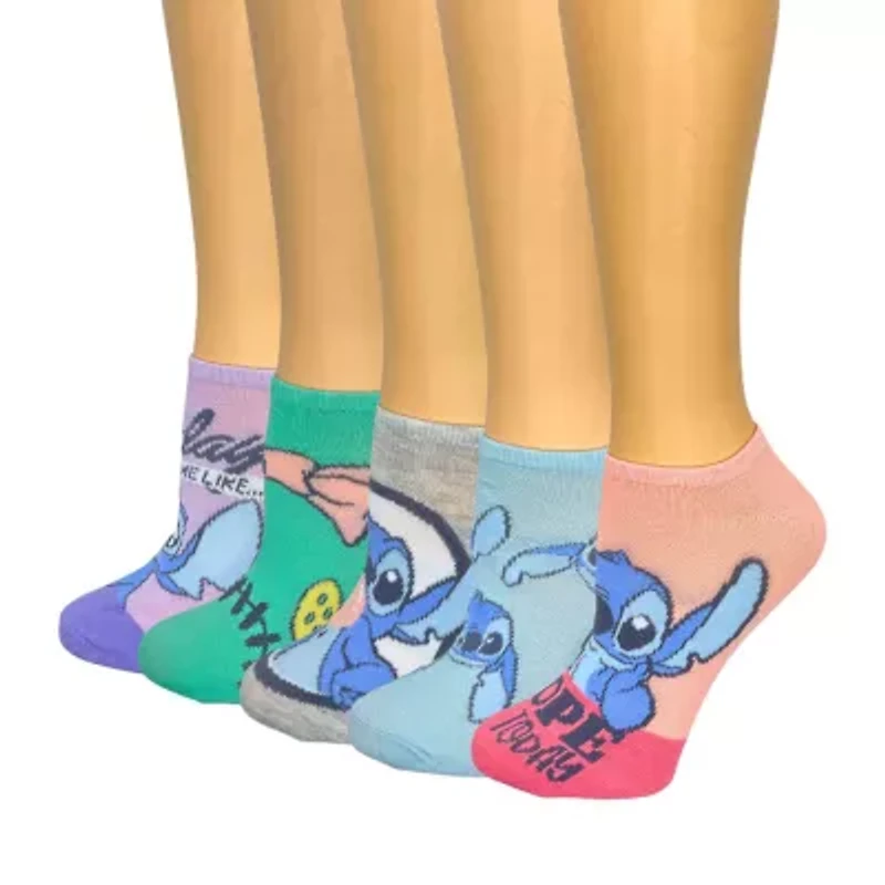 Womens Multi-Pack 5 Pair Lilo & Stitch Low Cut Socks