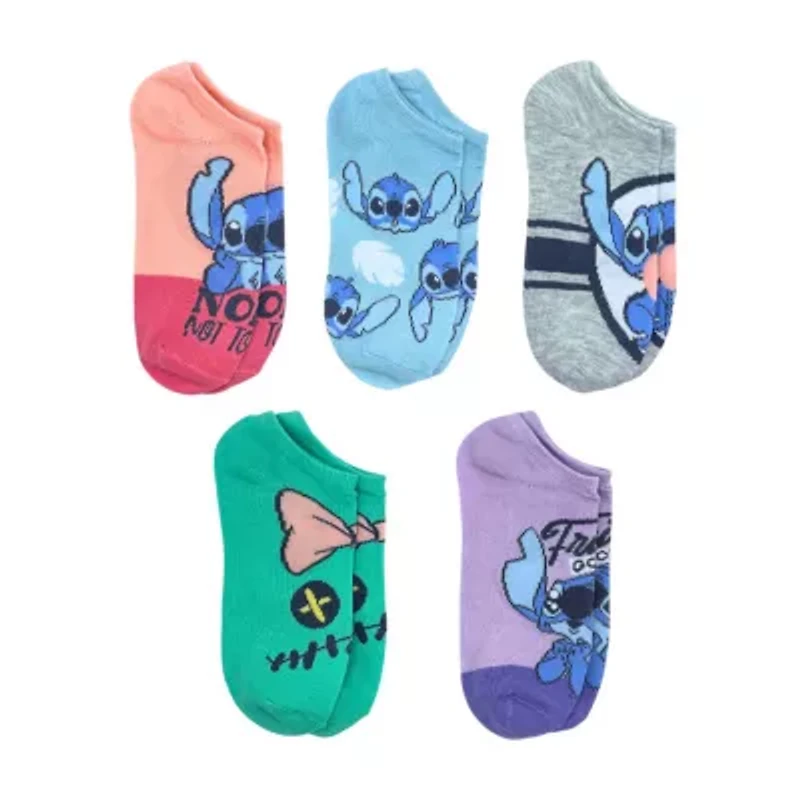 Womens Multi-Pack 5 Pair Lilo & Stitch Low Cut Socks