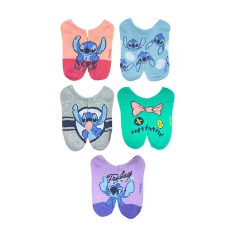 Womens Multi-Pack 5 Pair Lilo & Stitch Low Cut Socks