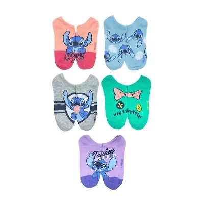 Womens Multi-Pack 5 Pair Lilo & Stitch Low Cut Socks