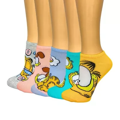 Womens Multi-Pack 5 Pair Garfield Low Cut Socks
