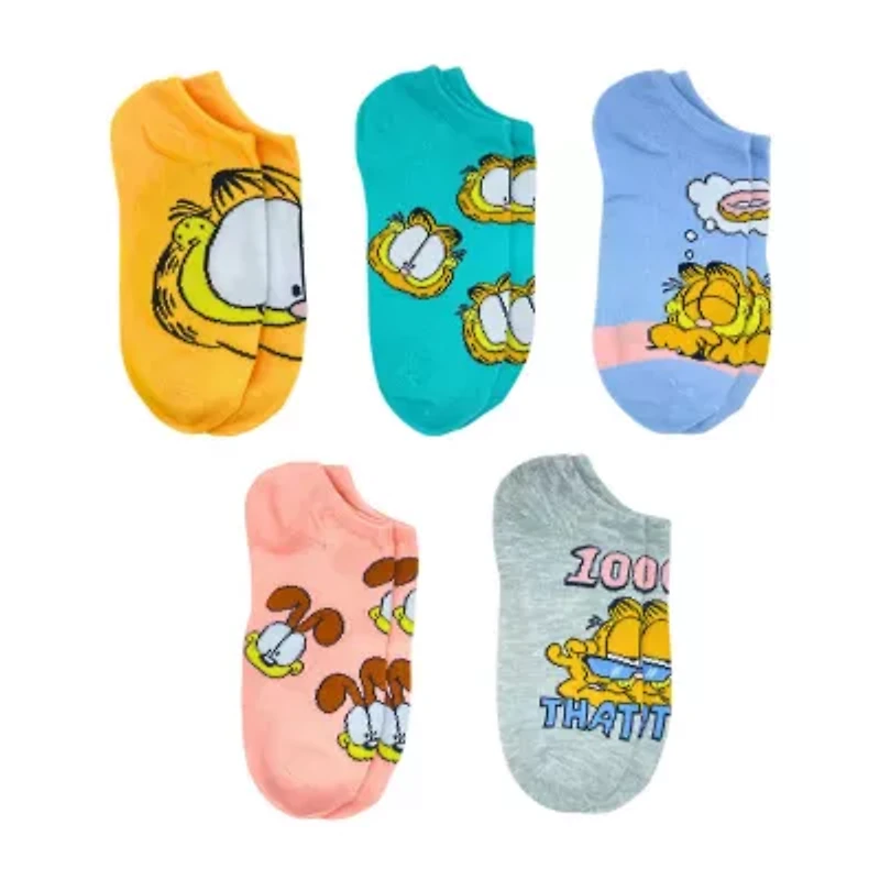 Womens Multi-Pack 5 Pair Garfield Low Cut Socks