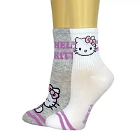 Ribbed Womens 2 Pair Hello Kitty Crew Socks