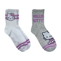 Ribbed Womens 2 Pair Hello Kitty Crew Socks