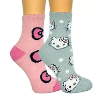 Cozy Womens 2 Pair Hello Kitty Crew Socks