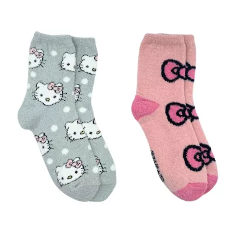 Cozy Womens 2 Pair Hello Kitty Crew Socks