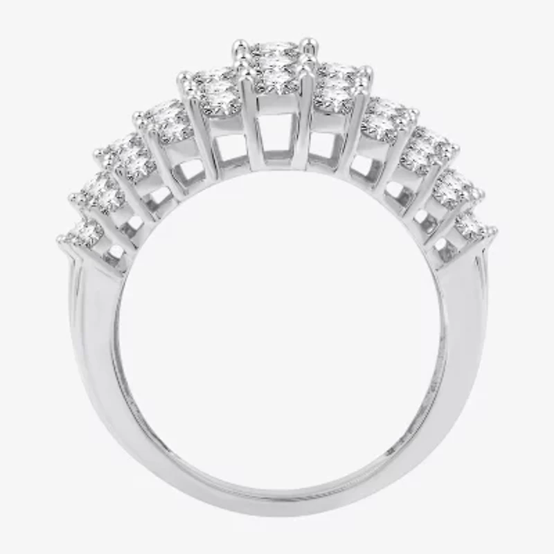 (G / Si1-Si2) Womens 3 CT. T.W. Lab Grown White Diamond 10K Gold Cocktail Ring