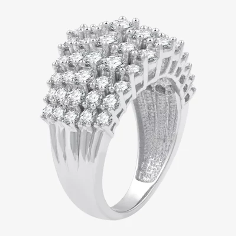 (G / Si1-Si2) Womens 3 CT. T.W. Lab Grown White Diamond 10K Gold Cocktail Ring