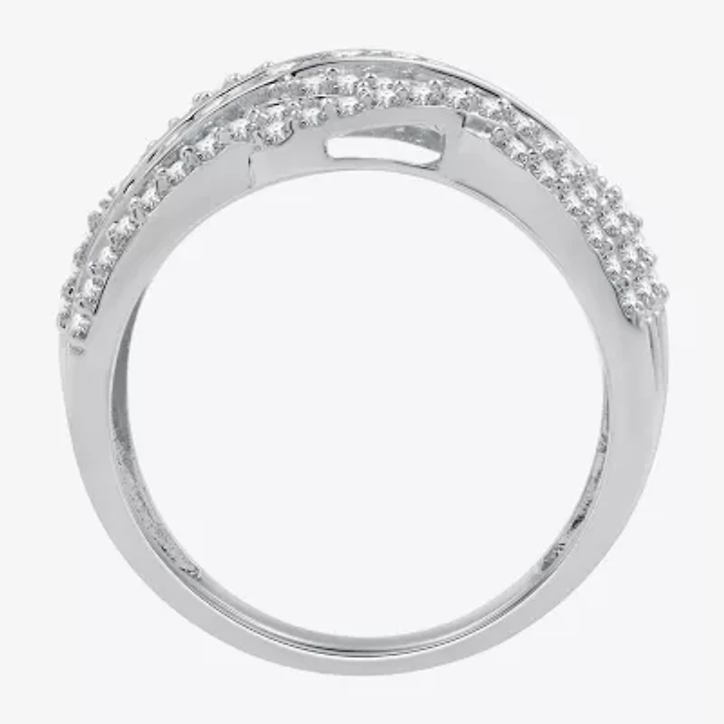 Womens 1 CT. T.W. Lab Grown White Diamond 10K Gold Crossover Band