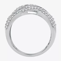 Womens 1 CT. T.W. Lab Grown White Diamond 10K Gold Crossover Band