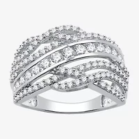 Womens 1 CT. T.W. Lab Grown White Diamond 10K Gold Crossover Band