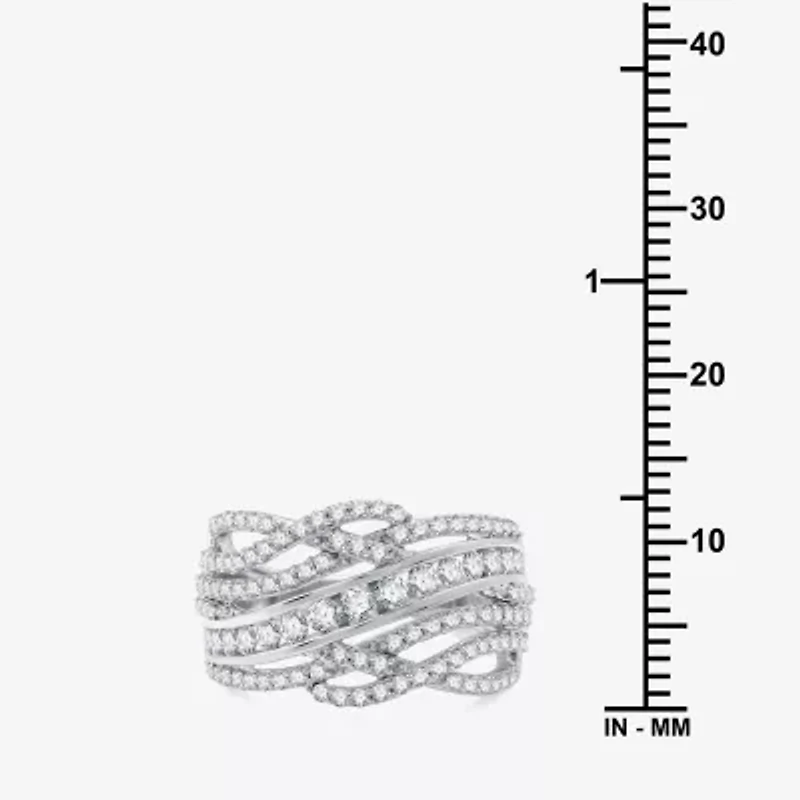Womens 1 CT. T.W. Lab Grown White Diamond 10K Gold Crossover Band