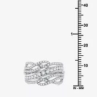 Womens 1 CT. T.W. Lab Grown White Diamond 10K Gold Crossover Band