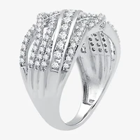 Womens 1 CT. T.W. Lab Grown White Diamond 10K Gold Crossover Band