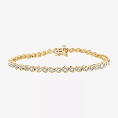 Womens 1 CT. T.W. Lab Grown White Diamond 10K Gold 7.5 Inch Tennis Bracelet
