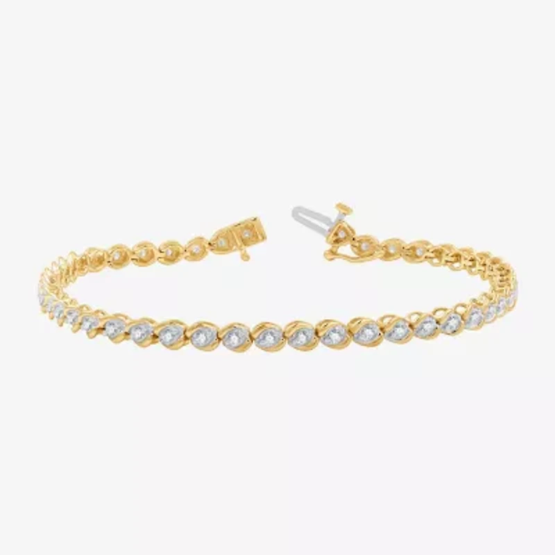 Womens 1 CT. T.W. Lab Grown White Diamond 10K Gold 7.5 Inch Tennis Bracelet