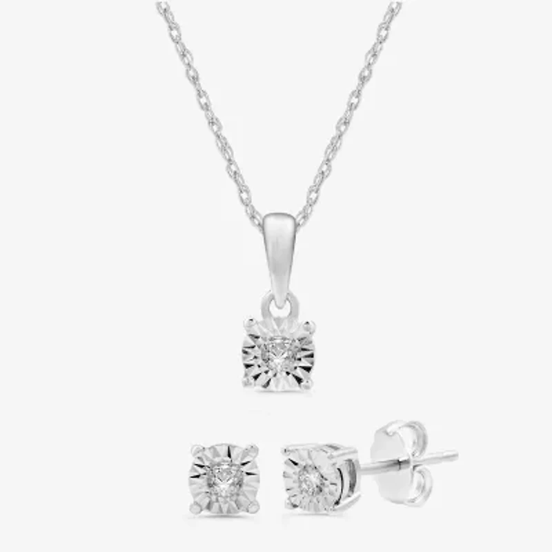 Womens 1/ CT. T.W. Lab Grown White Diamond Sterling Silver Round -pc. Jewelry Set