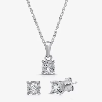 Womens 1/ CT. T.W. Lab Grown White Diamond Sterling Silver Round -pc. Jewelry Set
