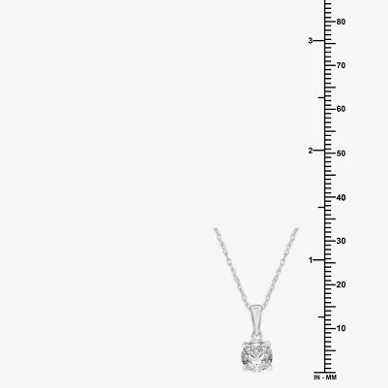 Womens 1 CT. Lab Grown White Diamond 10K Gold Round Pendant Necklace