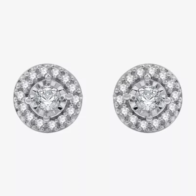 1/4 CT. T.W. Lab Grown White Diamond Sterling Silver 7.3mm Round Stud Earrings