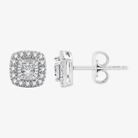 1/4 CT. T.W. Lab Grown White Diamond Sterling Silver 7.2mm Cushion Stud Earrings