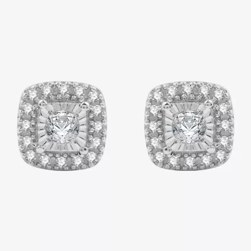 1/4 CT. T.W. Lab Grown White Diamond Sterling Silver 7.2mm Cushion Stud Earrings
