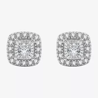 1/4 CT. T.W. Lab Grown White Diamond Sterling Silver 7.2mm Cushion Stud Earrings
