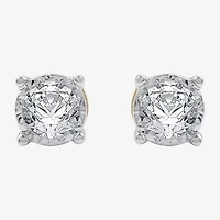 (G / Si1-Si2) 1/2 CT. T.W. Lab Grown White Diamond 14K Gold Over Silver 5.3mm Round Stud Earrings