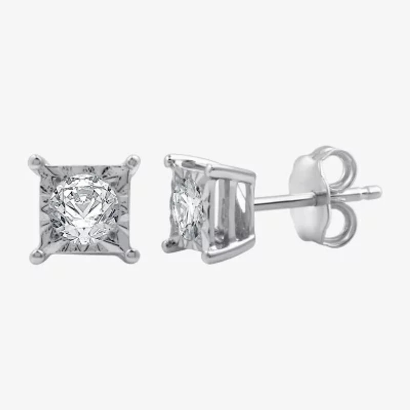 (G / Si1-Si2) 1/2 CT. T.W. Lab Grown White Diamond Sterling Silver 4.7mm Stud Earrings