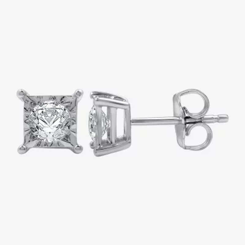(G / Si1-Si2) 1/2 CT. T.W. Lab Grown White Diamond Sterling Silver 4.7mm Stud Earrings