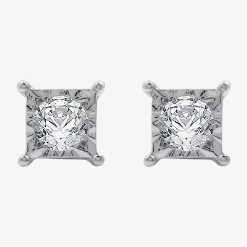 (G / Si1-Si2) 1/2 CT. T.W. Lab Grown White Diamond Sterling Silver 4.7mm Stud Earrings