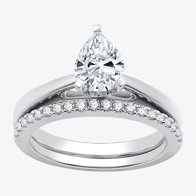 I Said Yes (G / Si1-Si2) Womens 1 1/4 CT. T.W. Lab Grown White Diamond Sterling Silver Pear Solitaire Bridal Set