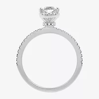 I Said Yes (G / Si1-Si2) Womens 1 CT. T.W. Lab Grown White Diamond Sterling Silver Pear Side Stone Halo Bridal Set