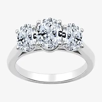 Love Lives Forever (G / Si1-Si2) Womens 2 CT. T.W. Lab Grown White Diamond 10K Gold Oval 3-Stone Engagement Ring